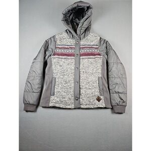 Eddie Bauer Womens Knit Puffer Jacket Snap Front Size M Medium Insulated